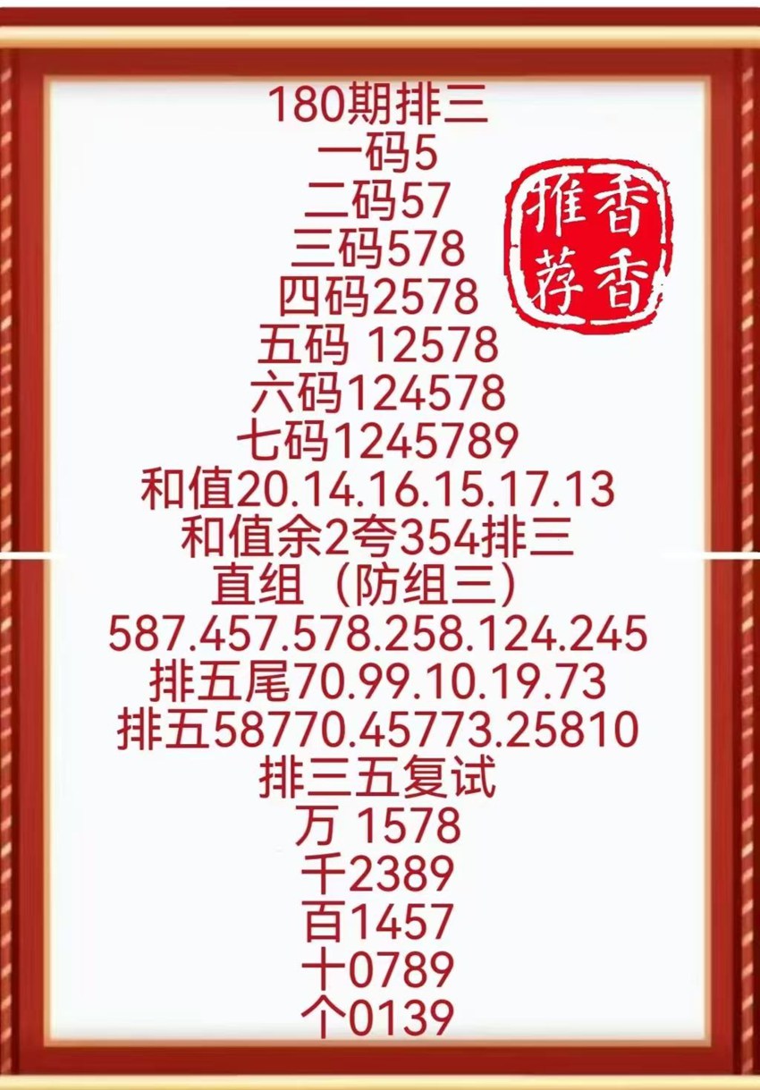 7.9排列三名家分享