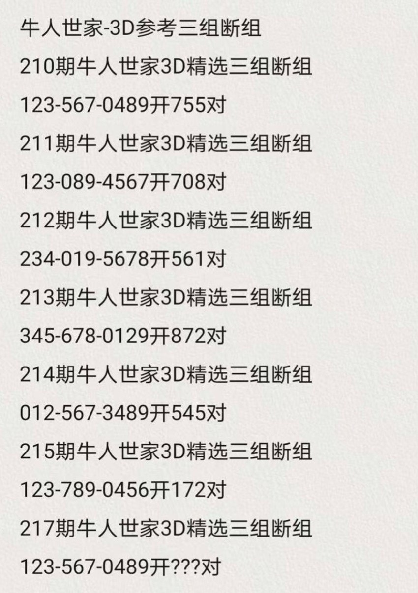 2026217期牛人世家福彩3D推荐