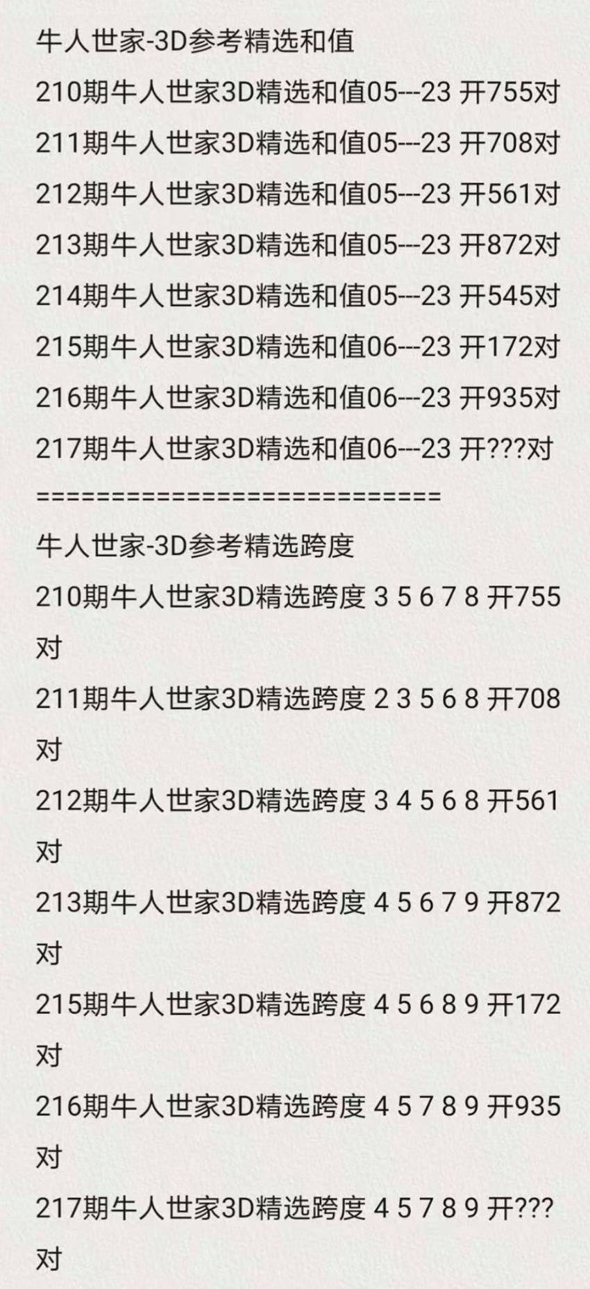 2026217期牛人世家福彩3D推荐