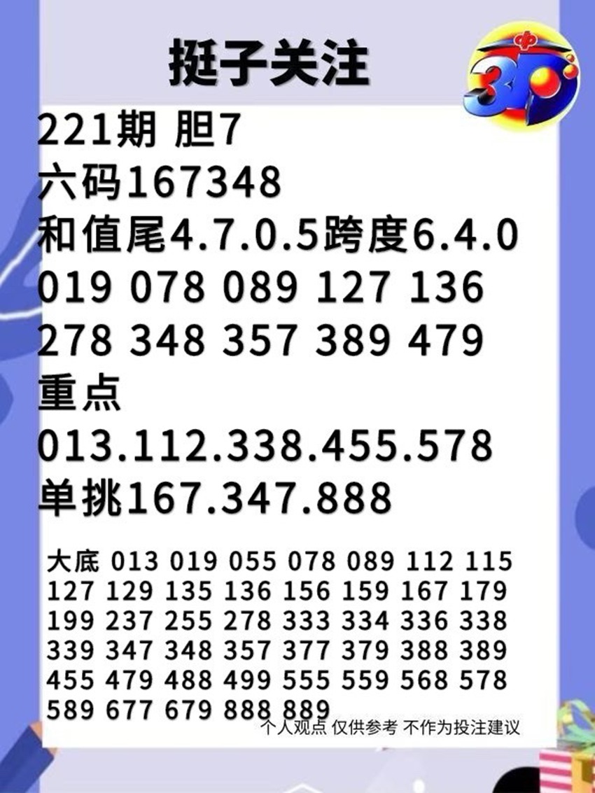 2026221期挺子关注福彩3D分析推荐